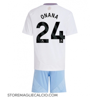 Aston Villa Amadou Onana #24 Maglia Gara Trasferta Repliche 2024-25 Bambino